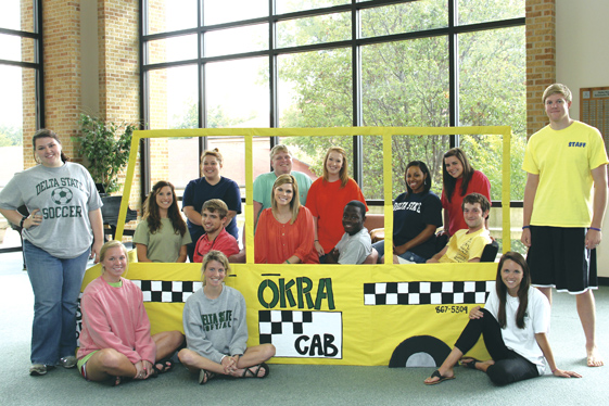 Front row, seated from left, Katelyn Hulett, senior speech and hearing major from Gulfport; Laken Wilson, junior fashion merchandising major from Cleveland;  Shelby McIntire, junior biology major from Leland; second row, from left, Jeanna Wilkes, graduate student majoring in counseling from Hernando; Kristen Williams, junior psychology major from Cleveland; Michael Oleis, senior accounting/finance major from Cleveland; Mary Lawson Barlow, senior political science major from Greenwood; Rondell Evans, senior music education major from Vicksburg; Jonathan Williams, senior vocal music education major from Forrest City, Ark.;  John Hudson, senior biology major from Olive Branch; back row, from left, Laura Morgan, senior aviation major from Ripley; Kyle Christopher, senior pre-med/chemistry major from Cleveland; Amy Scott, junior speech and hearing major from Tupelo; Chasidy Buckley, senior social sciences education major from Charleston; and Mallory Sneed, senior elementary education major from Hernando.  Not pictured are Alanna Ferguso, senior speech and hearing major from Clinton, and Ericka Robinson, junior nursing major from Clinton.